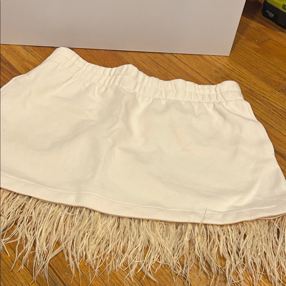 Chic Cream Fringe Mini Skirt